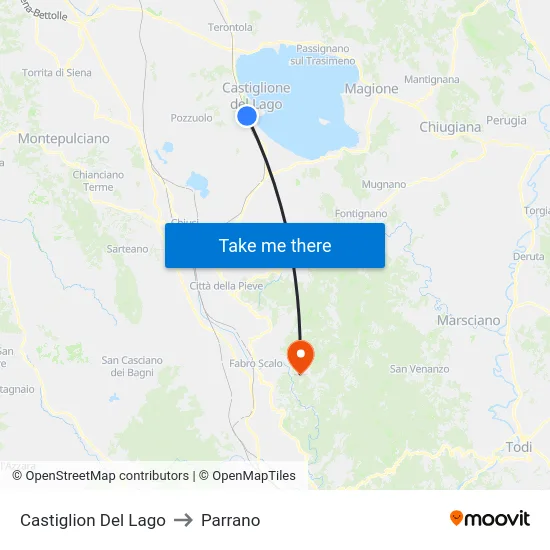 Castiglion Del Lago to Parrano map