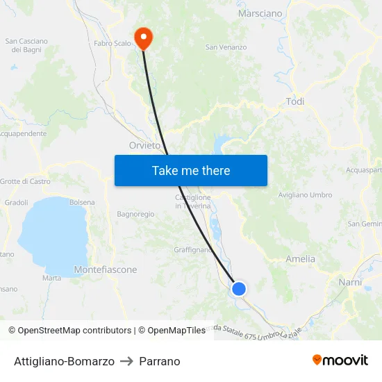 Attigliano-Bomarzo to Parrano map