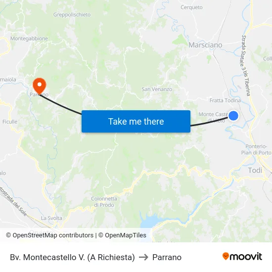 Bv. Montecastello V. (A Richiesta) to Parrano map