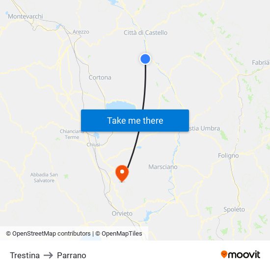 Trestina to Parrano map