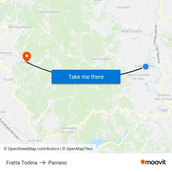 Fratta Todina to Parrano map