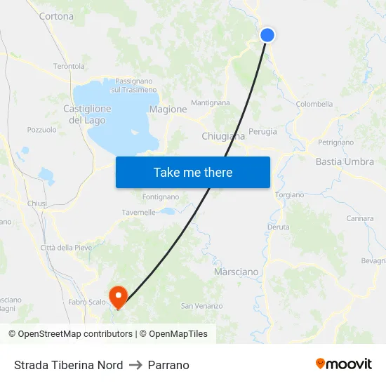 Strada Tiberina Nord to Parrano map