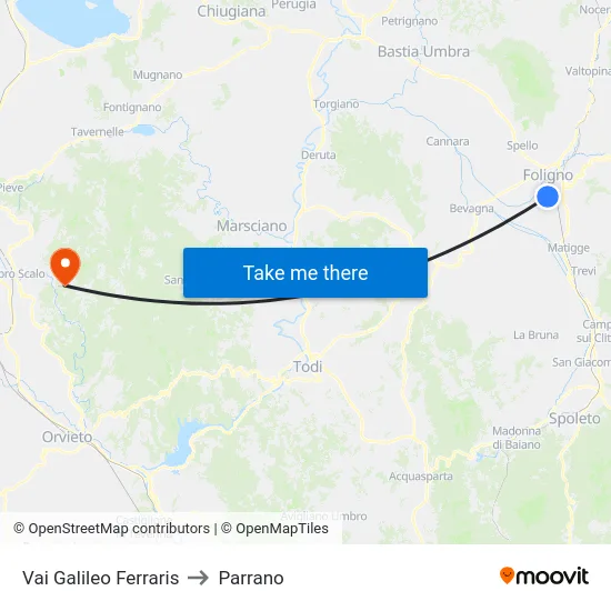 Vai Galileo Ferraris to Parrano map