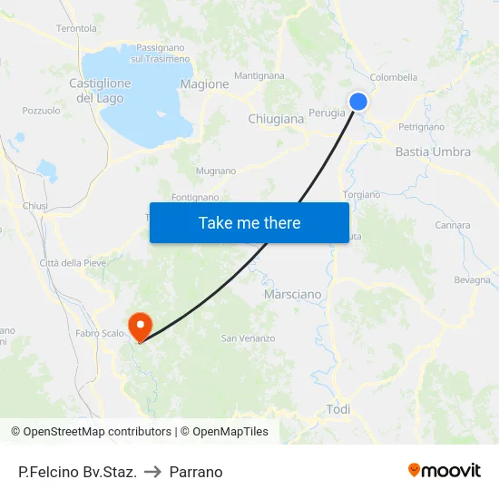 P.Felcino Bv.Staz. to Parrano map