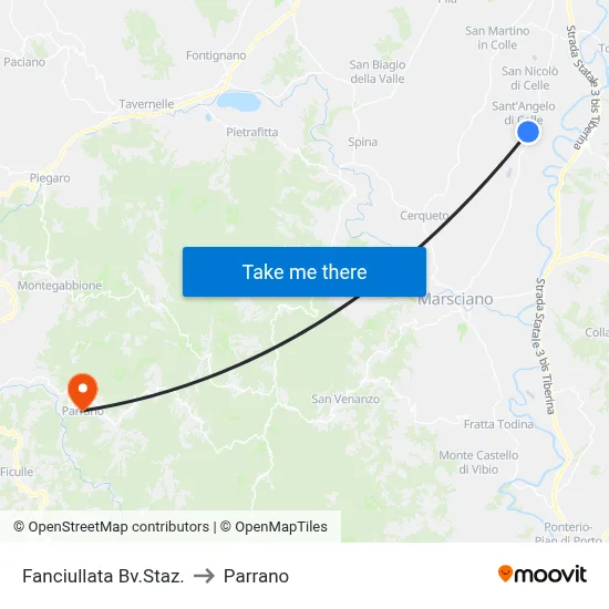 Fanciullata Station Junction to Parrano map