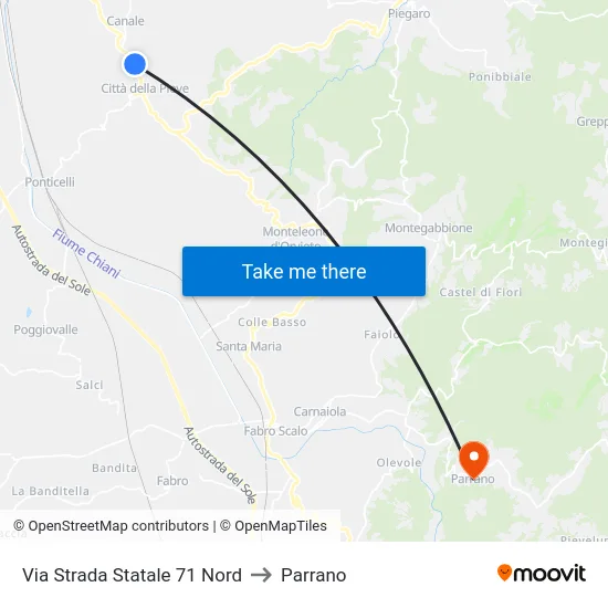 Via Strada Statale 71 Nord to Parrano map