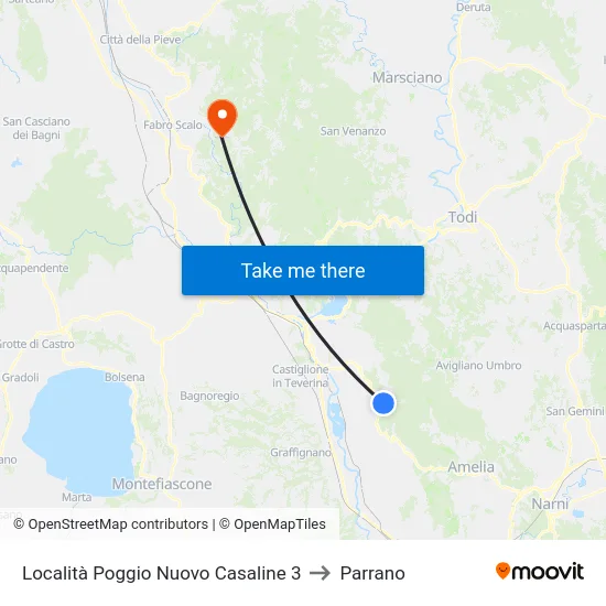 Località Poggio Nuovo Casaline 3 to Parrano map