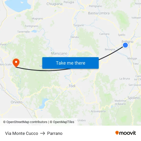 Via Monte Cucco to Parrano map