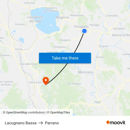 Lacugnano Bassa to Parrano map
