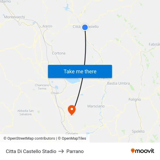 Citta Di Castello Stadio to Parrano map