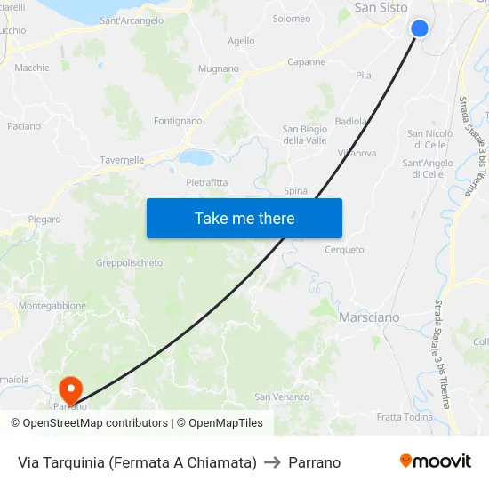 Via Tarquinia (Fermata A Chiamata) to Parrano map