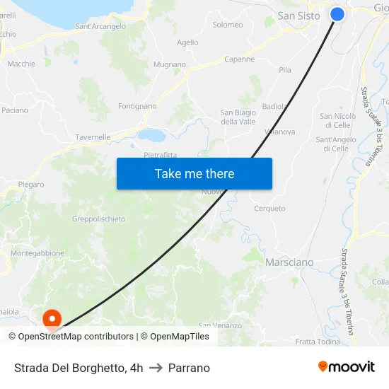 Strada Del Borghetto, 4h to Parrano map