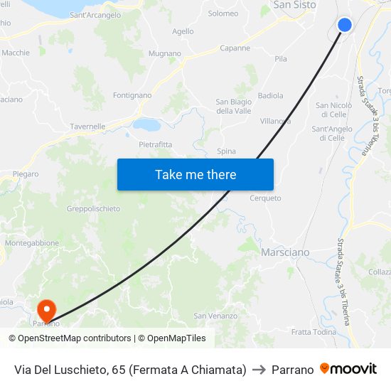 Via Del Luschieto, 65 (Fermata A Chiamata) to Parrano map