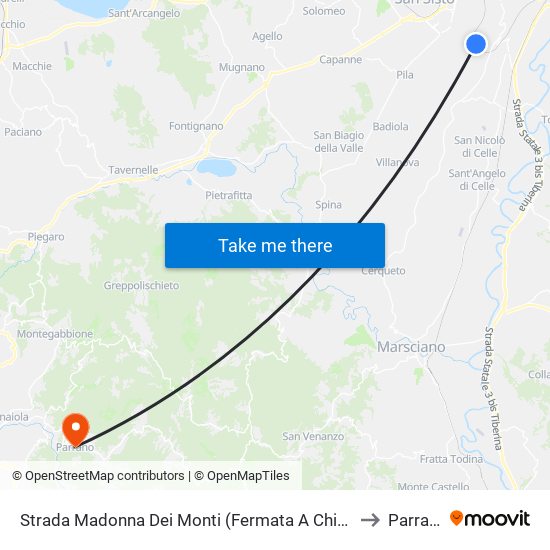 Strada Madonna Dei Monti (Fermata A Chiamata) to Parrano map