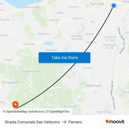 Strada Comunale San Vetturino to Parrano map