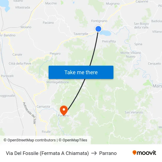 Via Del Fossile (Fermata A Chiamata) to Parrano map