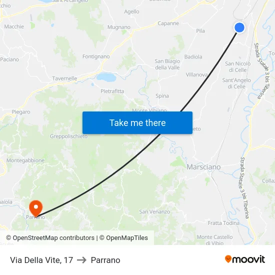 Via Della Vite, 17 to Parrano map