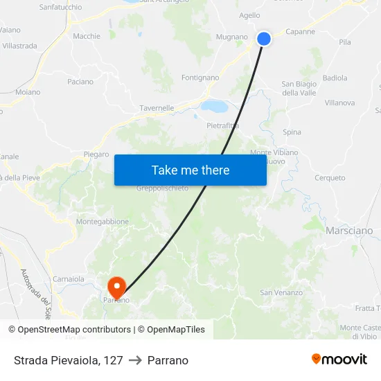 Strada Pievaiola, 127 to Parrano map