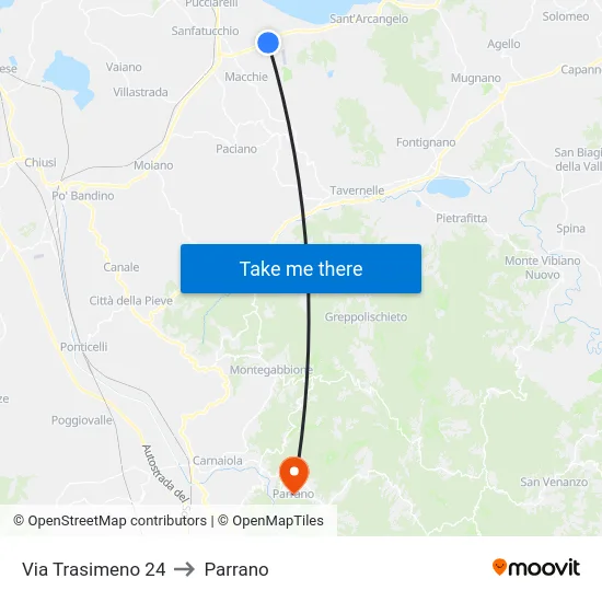 Via Trasimeno 24 to Parrano map