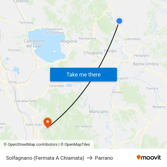 Solfagnano (Fermata A Chiamata) to Parrano map