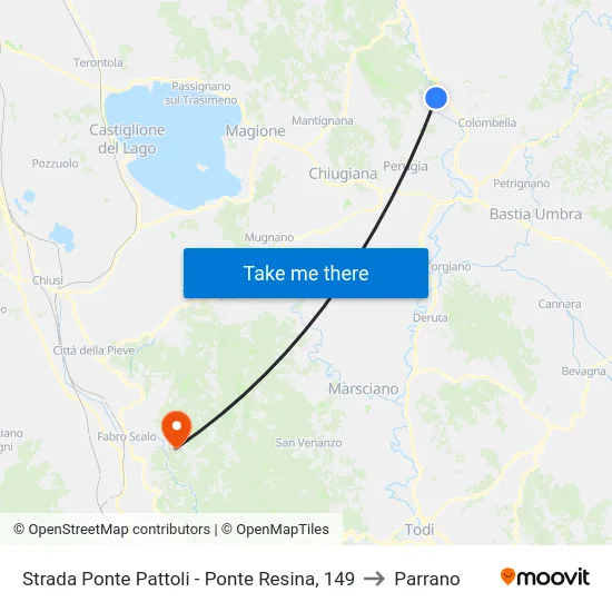 Strada Ponte Pattoli - Ponte Resina, 149 to Parrano map