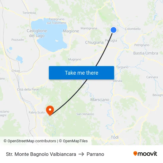 Str. Monte Bagnolo Valbiancara to Parrano map