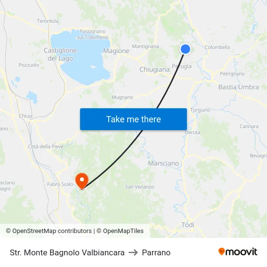 Str. Monte Bagnolo Valbiancara to Parrano map