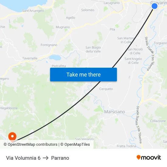 Via Volumnia 6 to Parrano map