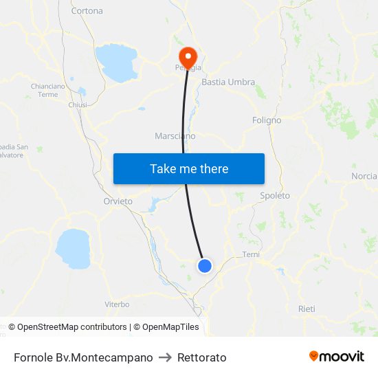 Fornole Bv.Montecampano to Rettorato map