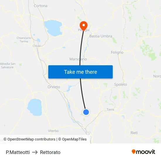 Matteotti Square to Rectorate map