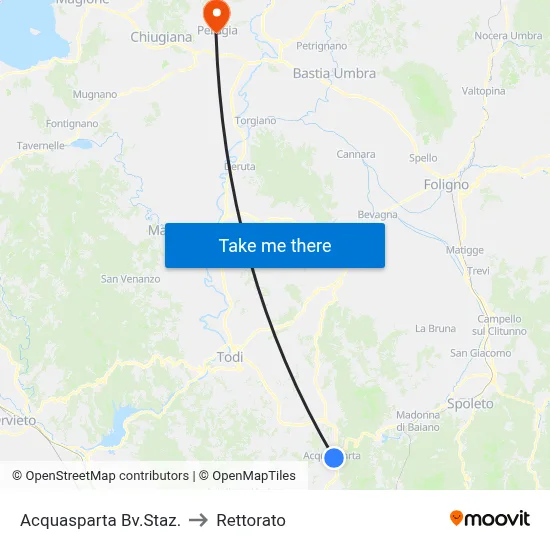 Acquasparta Station Junction to Rectorate map