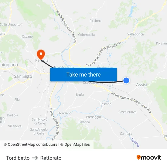 Tordibetto to Rectorate map