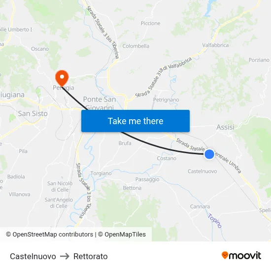 Castelnuovo to Rectorate map