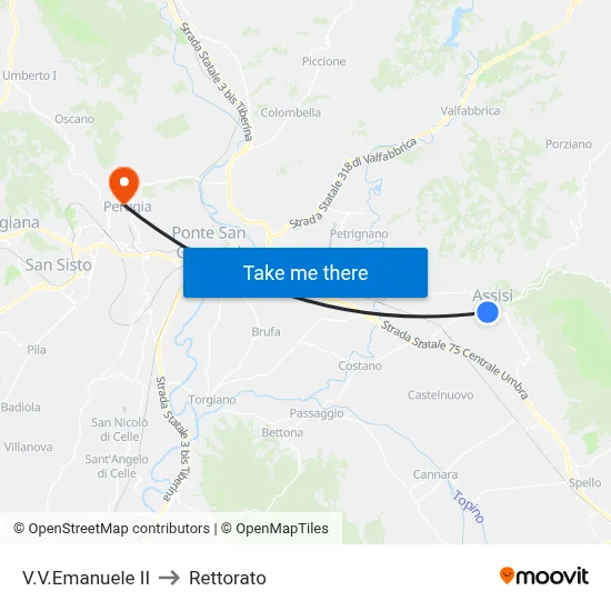 Via Vittorio Emanuele II to Rectorate map