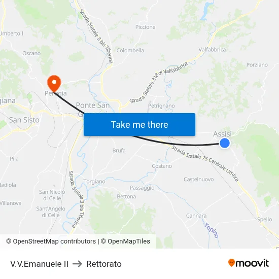 Via Vittorio Emanuele II to Rectorate map