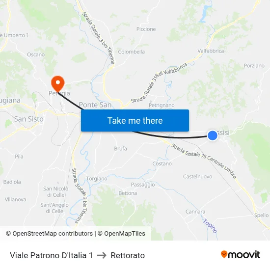 Patron of Italy Avenue 1 to Rectorate map