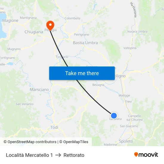 Mercatello Location 1 to Rectorate map