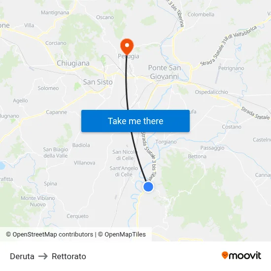 Deruta to Rectorate map