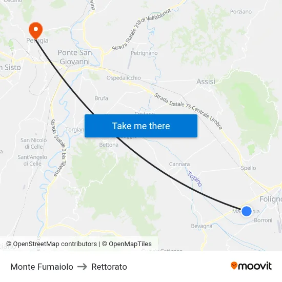 Mount Fumaiolo to Rectorate map