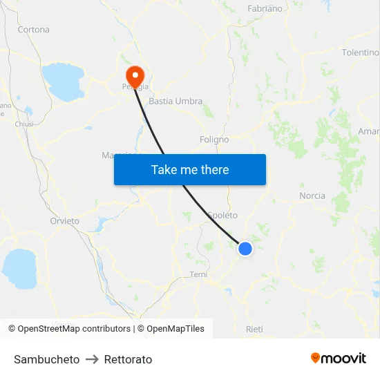 Sambucheto to Rectorate map