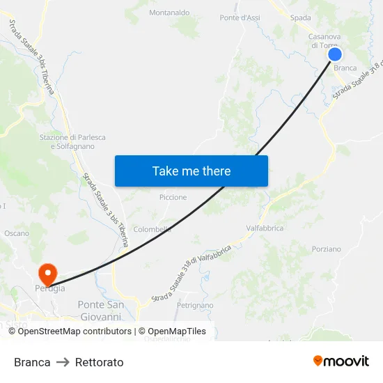 Branca to Rectorate map