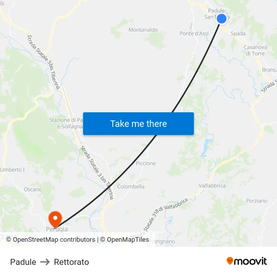 Padule to Rettorato map