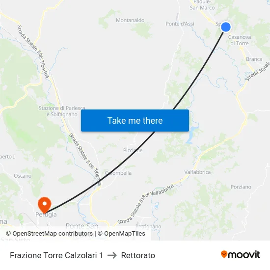 Frazione Torre Calzolari 1 to Rettorato map