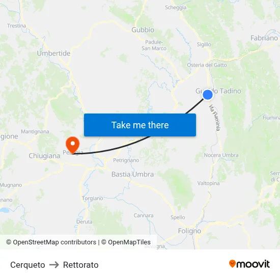 Cerqueto to Rectorate map