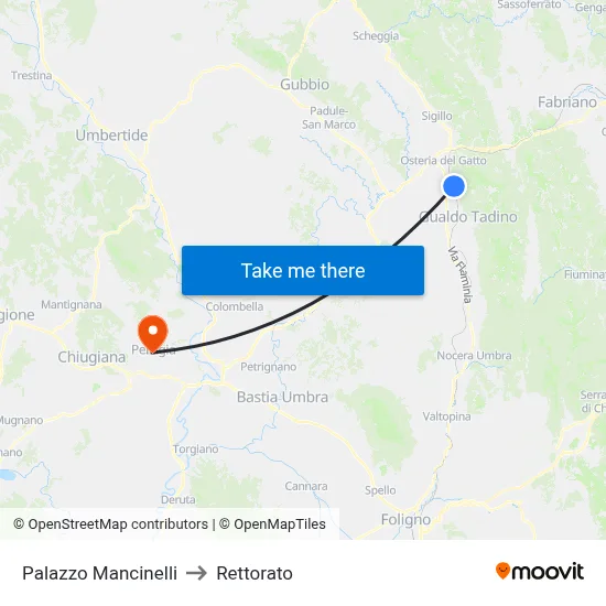 Palazzo Mancinelli to Rectorate map