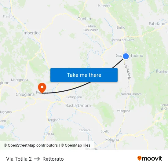 Via Totila 2 to Rectorate map