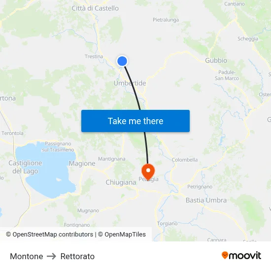 Montone to Rectorate map