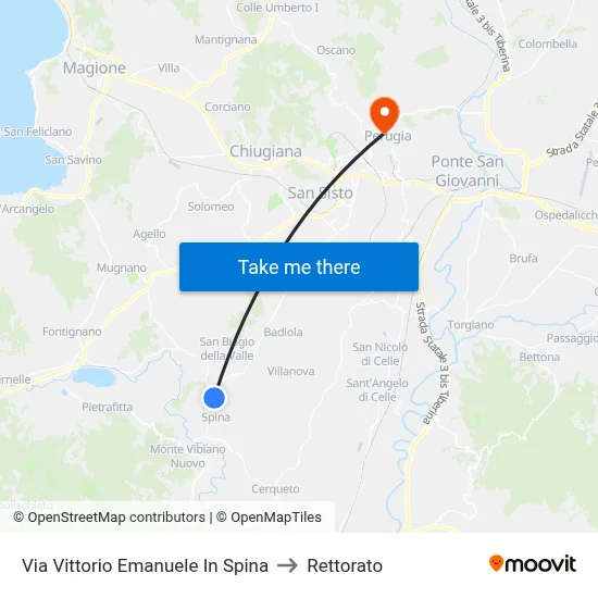 Vittorio Emanuele in Spina Street to Rectorate map