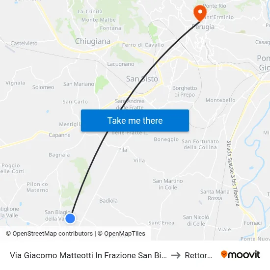 Via Giacomo Matteotti in San Biagio District to Rectorate map