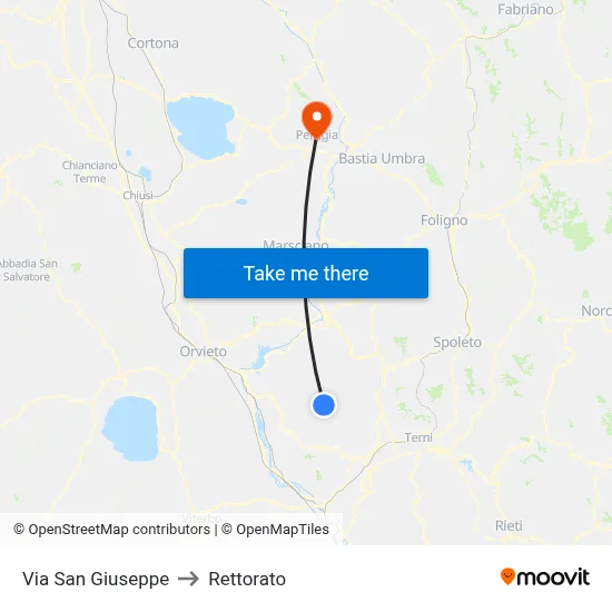 San Giuseppe Street to Rectorate map